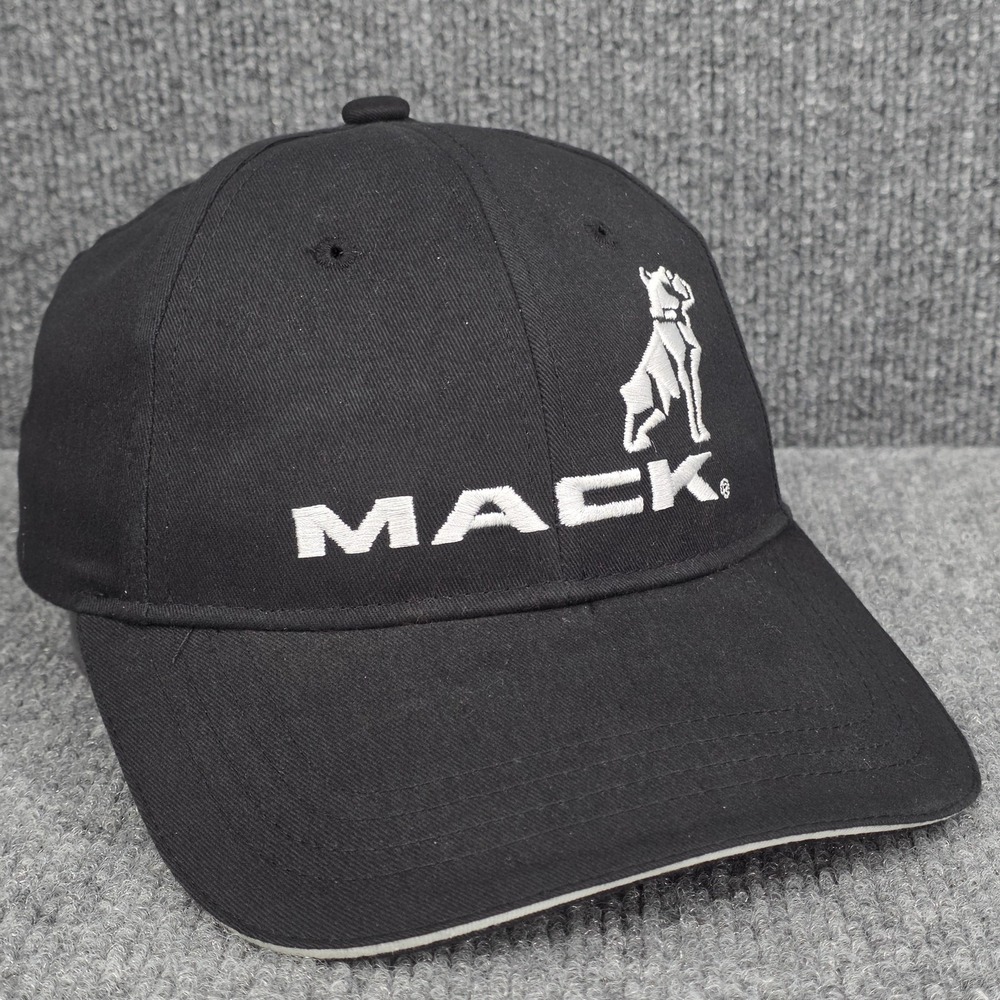 Mack Hat Cap Snap Back Adjustable Black Bulldog Logo Trucking Workwear Mens
